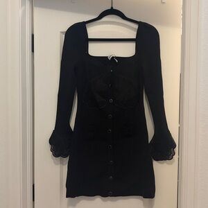 Self-Portrait Black Lace Cuff Dress